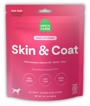 OPEN FARM DOG SKIN COAT CHEWS POUCH 90CT