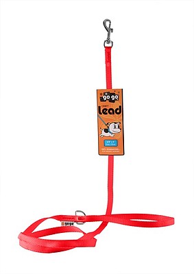 Red GoGo nylon dog leash, 3/8" wide by 4 feet