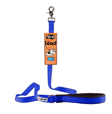 Blue GoGo nylon dog leash, 5/8" wide by 4 feet