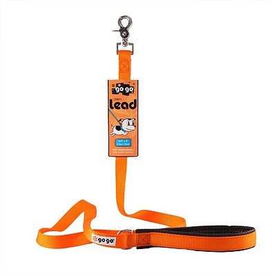 Orange GoGo nylon dog leash, 5/8" wide by 4 feet
