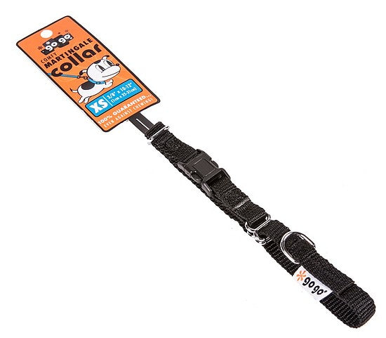 Black GoGo nylon martingale dog collar, extra small
