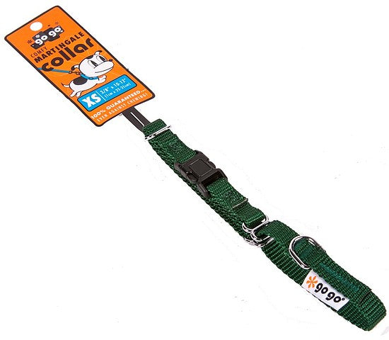 Hunter green GoGo nylon martingale dog collar, extra small