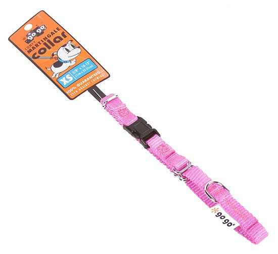 Pink GoGo nylon martingale dog collar, extra small