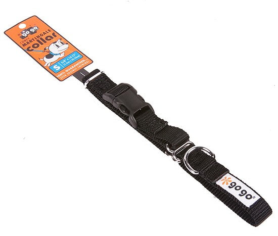 Black GoGo nylon martingale dog collar, small