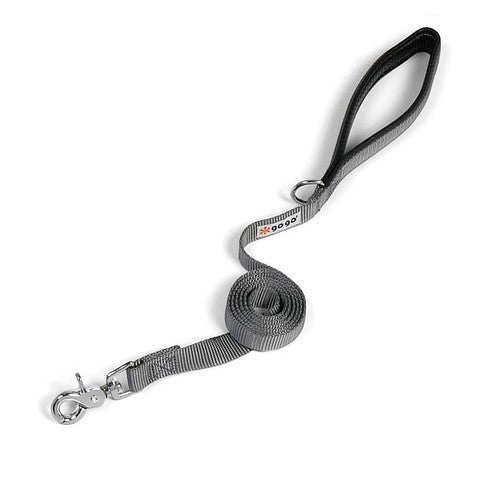 Gray GoGo nylon dog leash, 3/4" wide by 4 feet