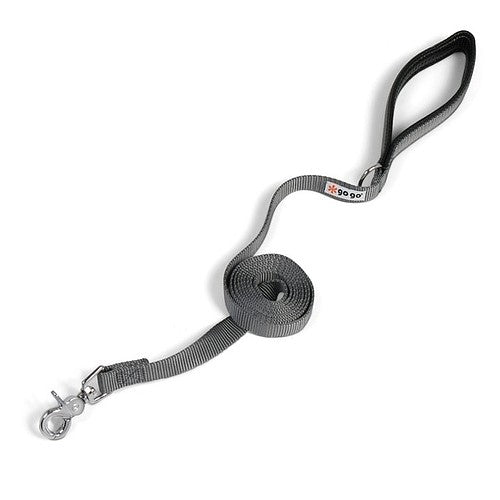 Gray GoGo nylon dog leash, 3/4" wide by 6 feet