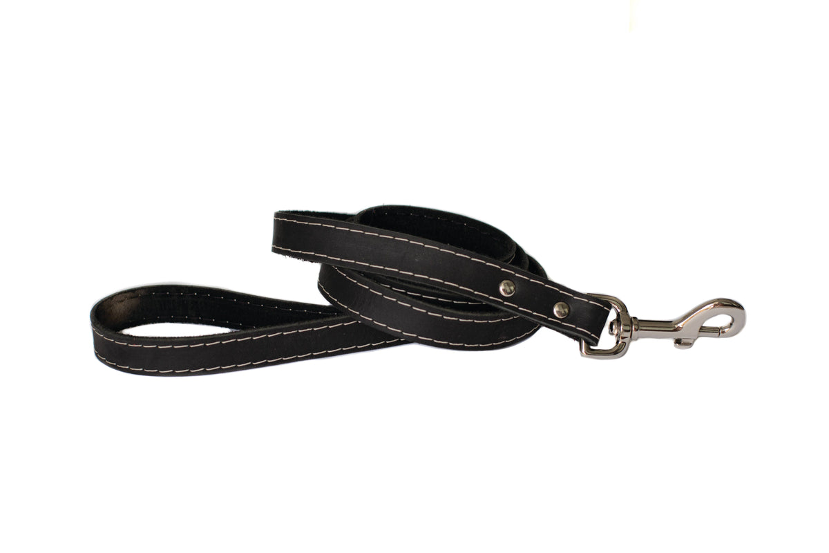 Eurodog Traditional Soft Leather Lead 5/8x6 BLK