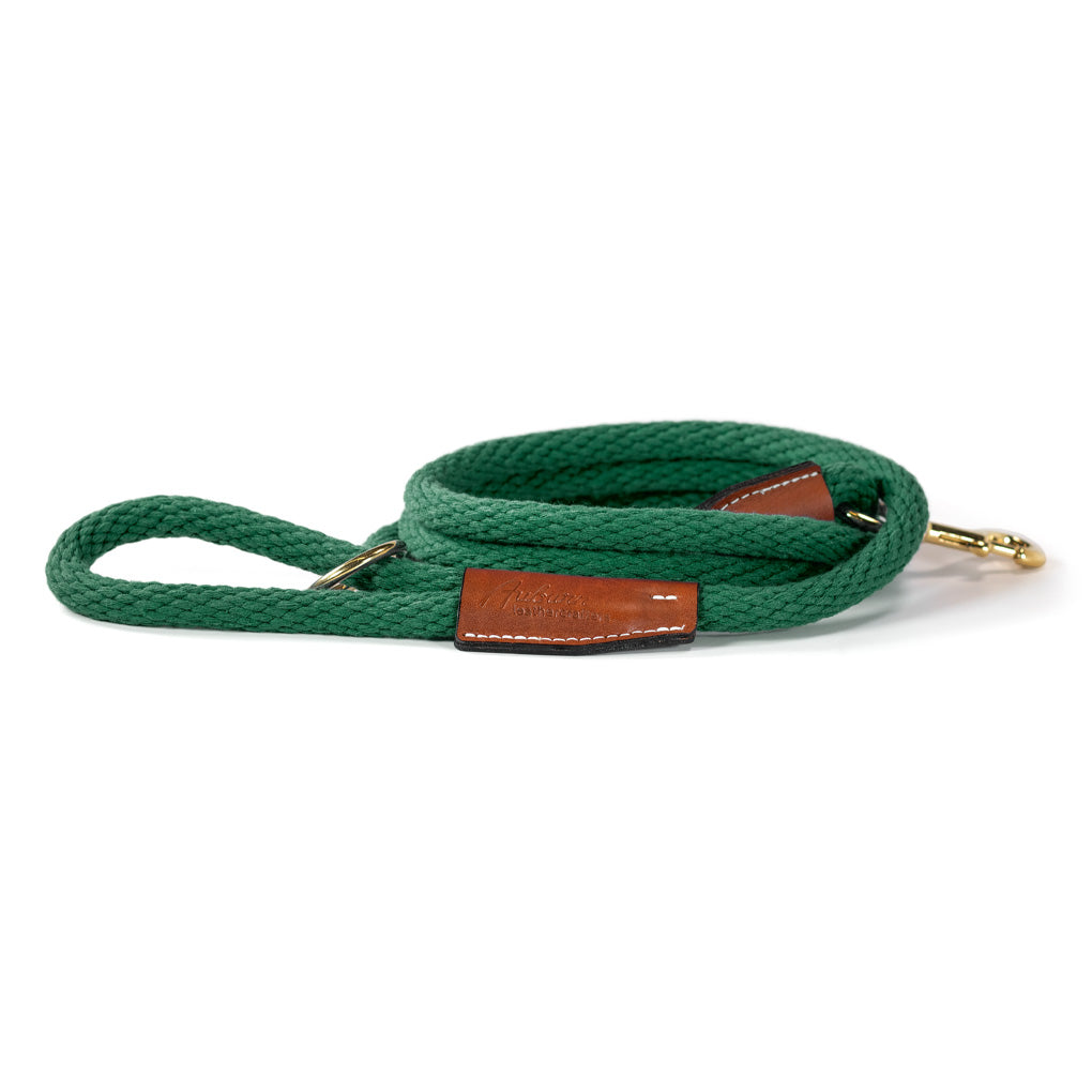 AUBURN BRAIDED COTTON ROPE LEASH SNAP 72" EVERGREEN