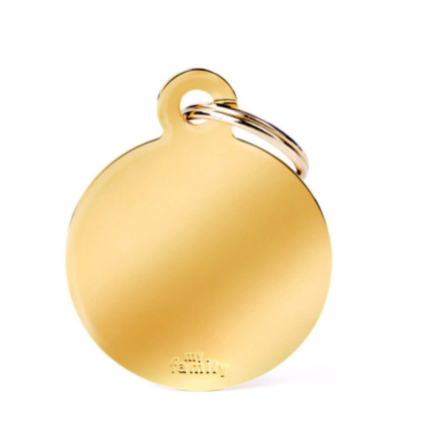 My Family Tag Big Round Golden Brass