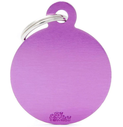My Family Tag Big Round Aluminum Purple