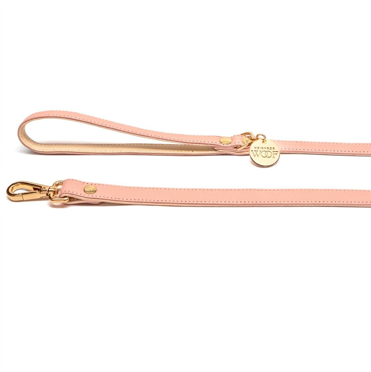Neighbor Woof Blush Leather Leash 3/4"