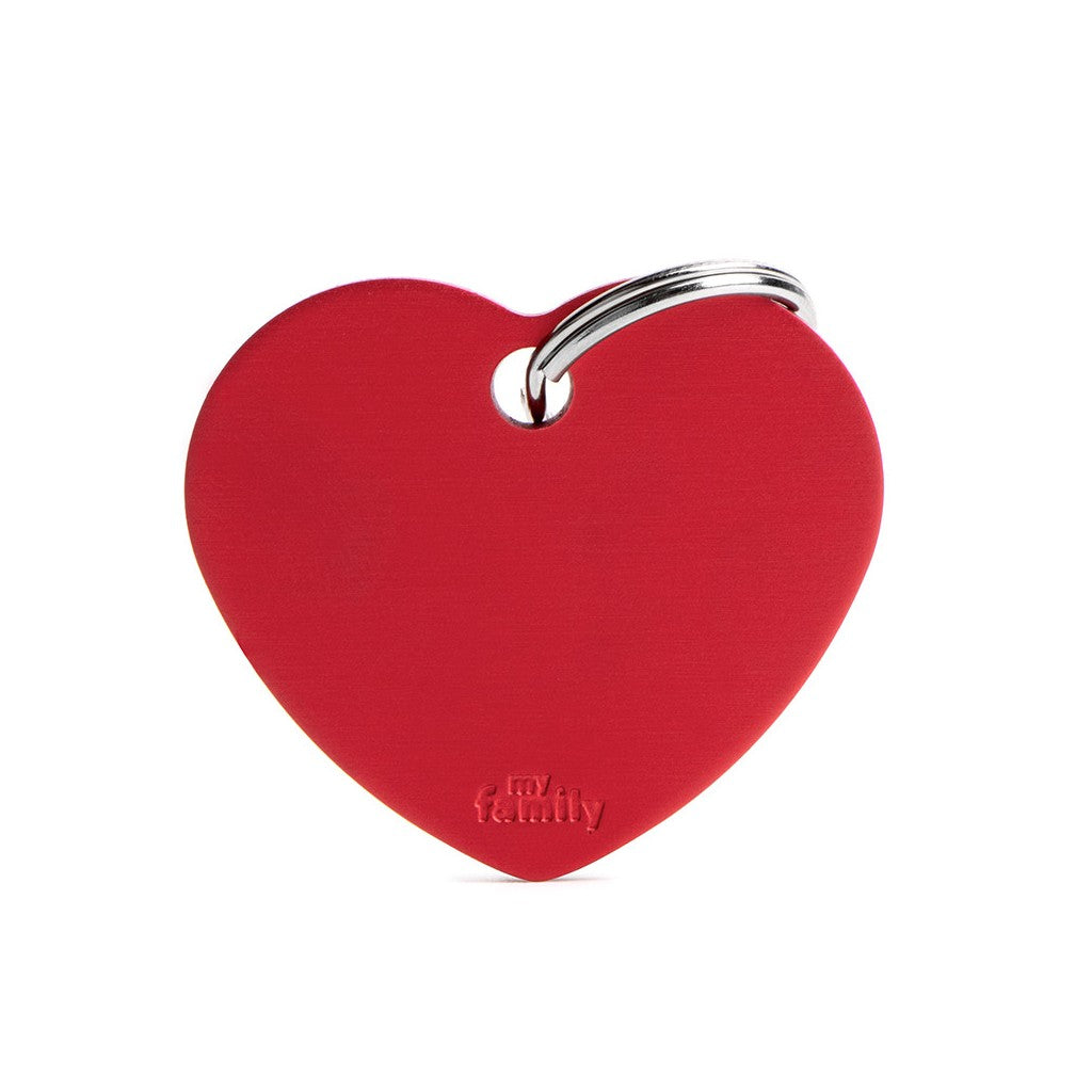 MyFamily basic big aluminum red heart ID tag