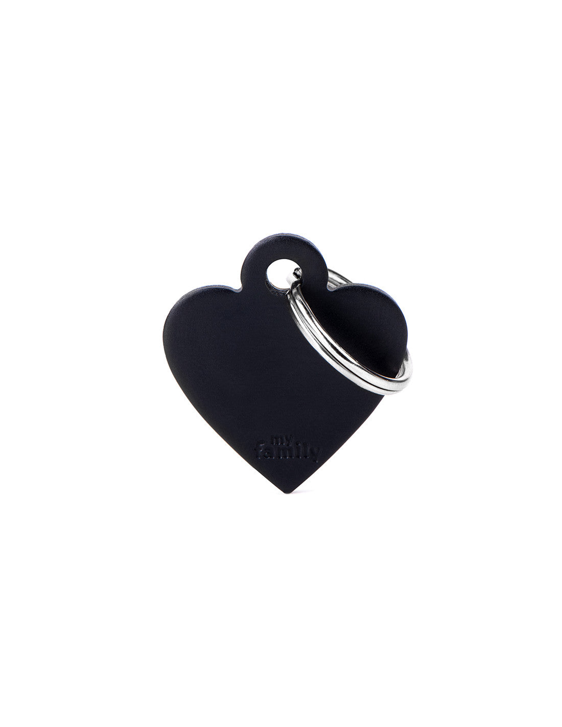 MyFamily basic small aluminum black heart ID tag