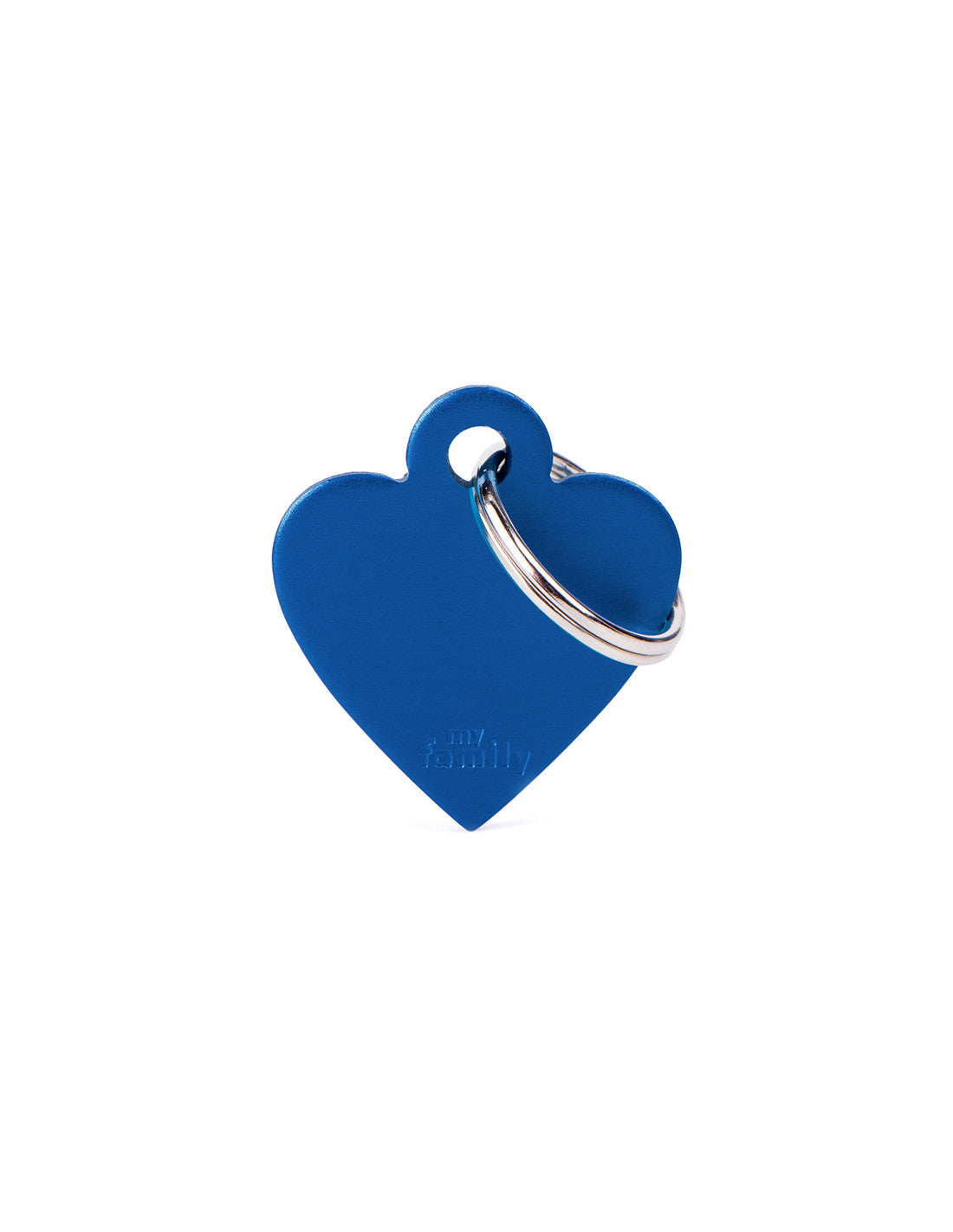 MyFamily basic small aluminum blue heart ID tag