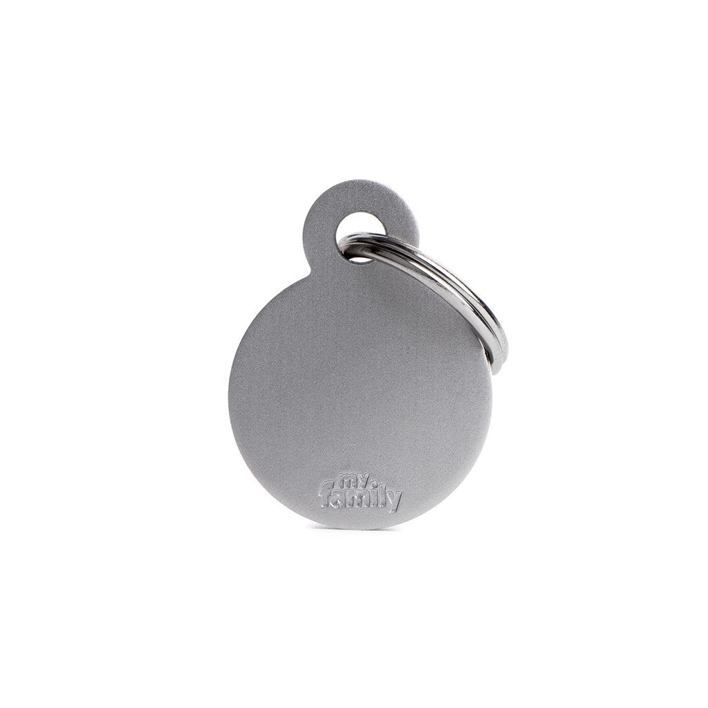 MyFamily basic small aluminum gray circle ID tag
