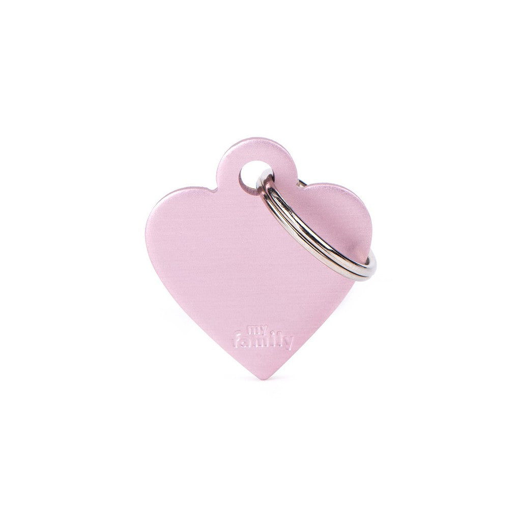 MyFamily basic small aluminum pink heart ID tag