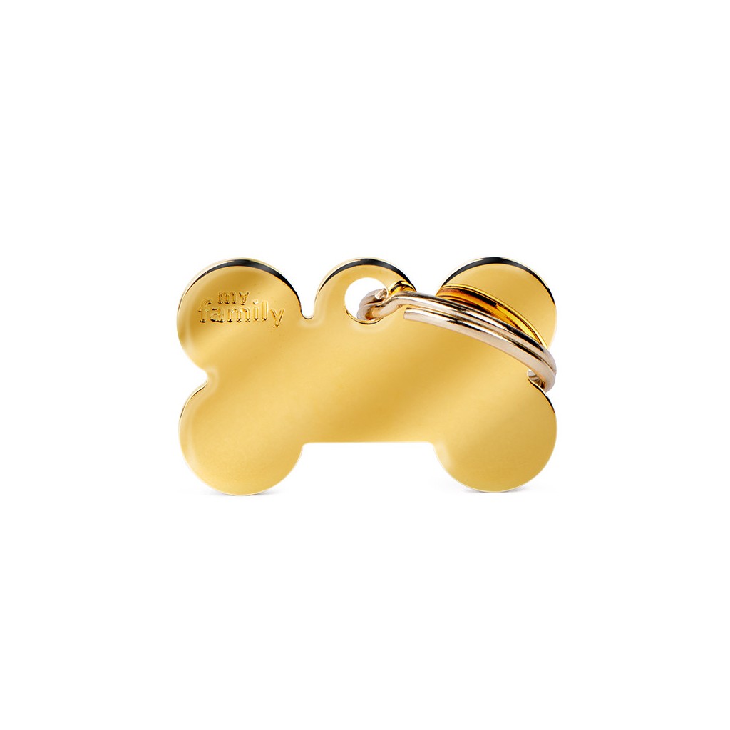 MyFamily basic small bone ID tag in gold plated brass