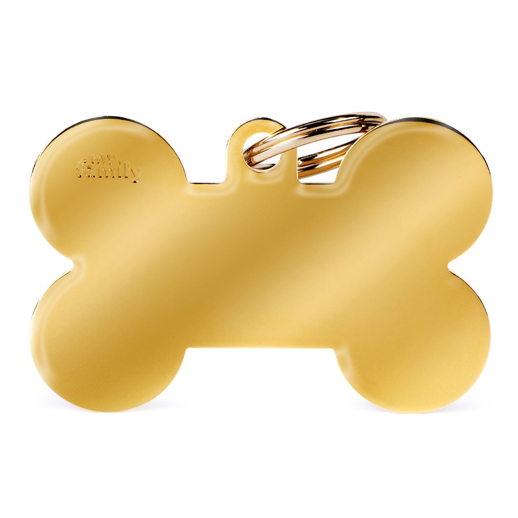 MyFamily basic xl bone ID tag in gold plated brass
