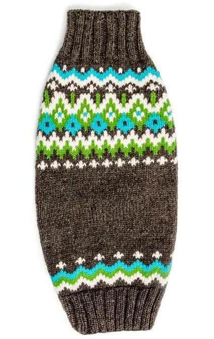 CHILLY DOG CHARCOAL FAIRISLE WOOL SWEATER XL