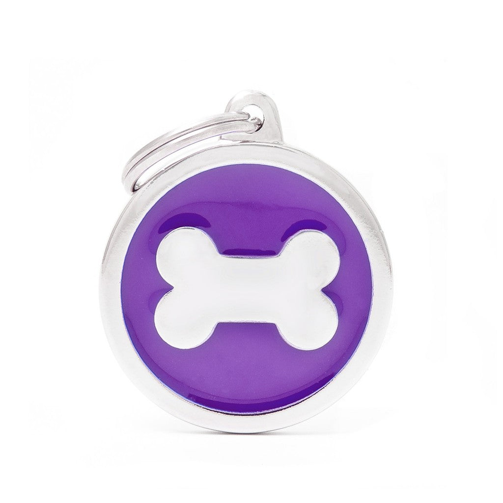 MyFamily classic big purple circle with bone ID tag