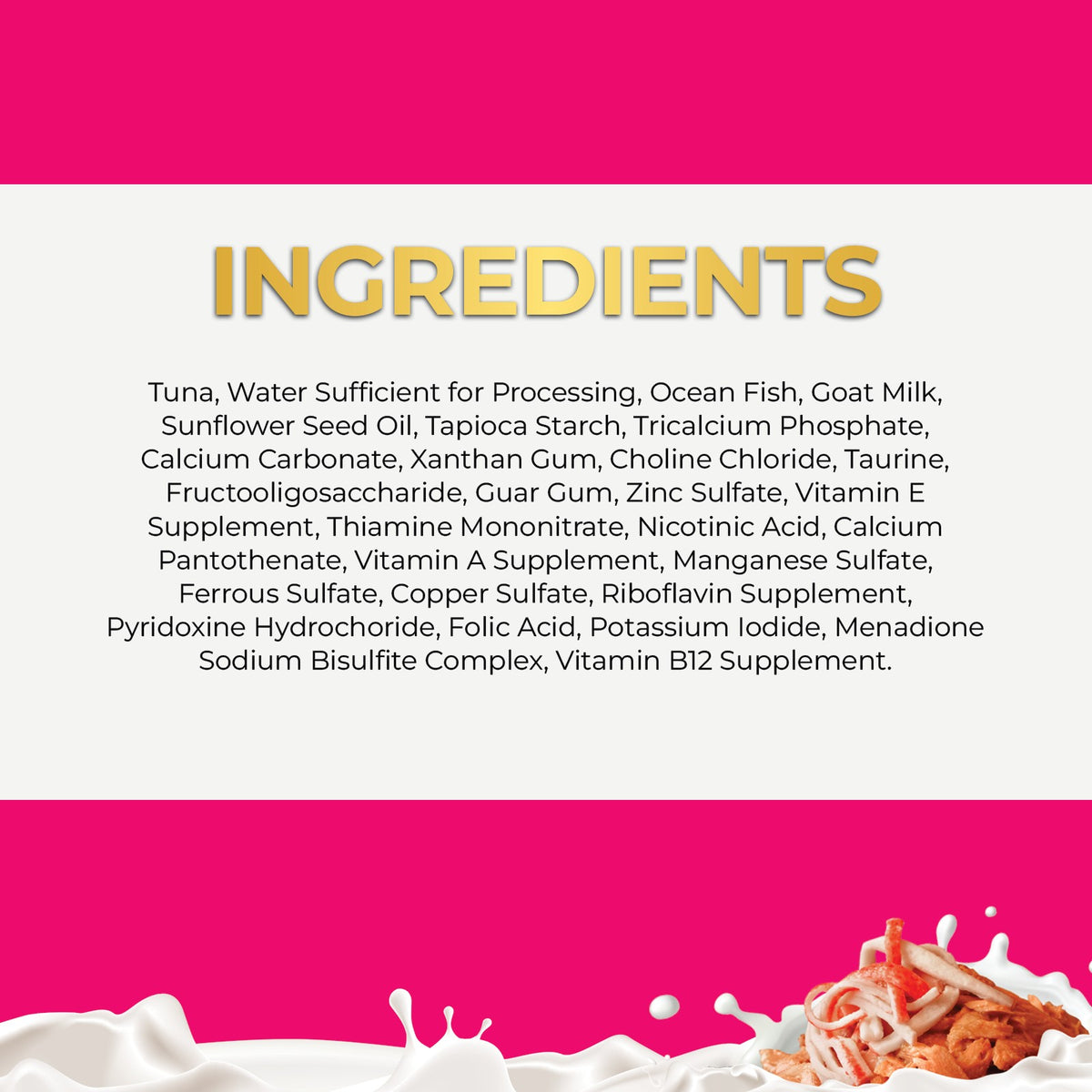Fussie Cat Tuna & Oceanfish with Goat Milk, ingredients