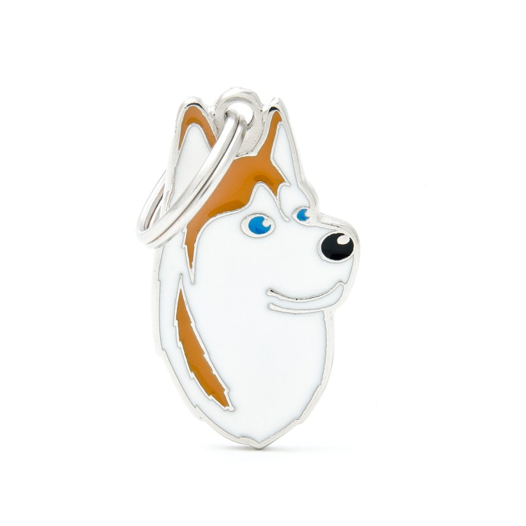 MyFamily friends white and brown siberian husky ID tag