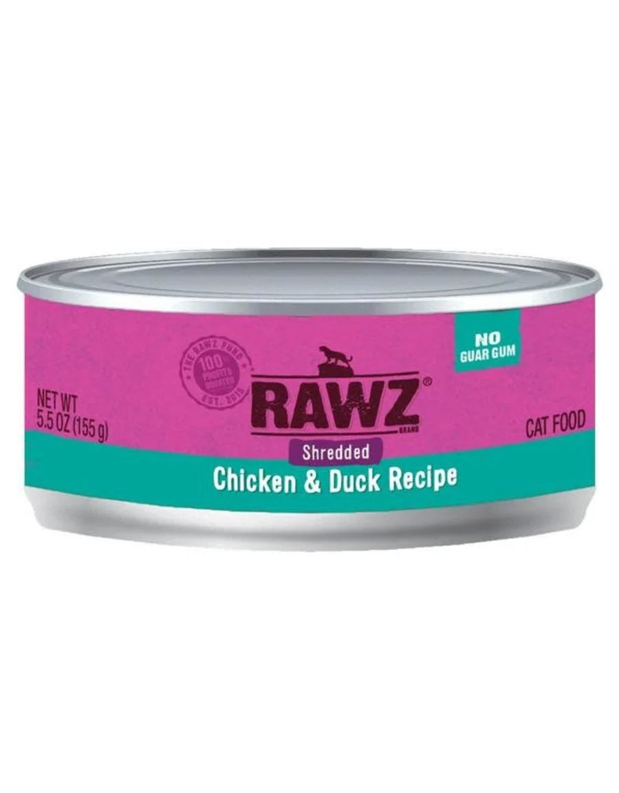 RAWZ CAT SHREDDED CHK/DUCK 5.5OZ SINGLE