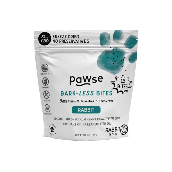 PAWSE BARK LESS BITES 75MG 15CT RABBIT