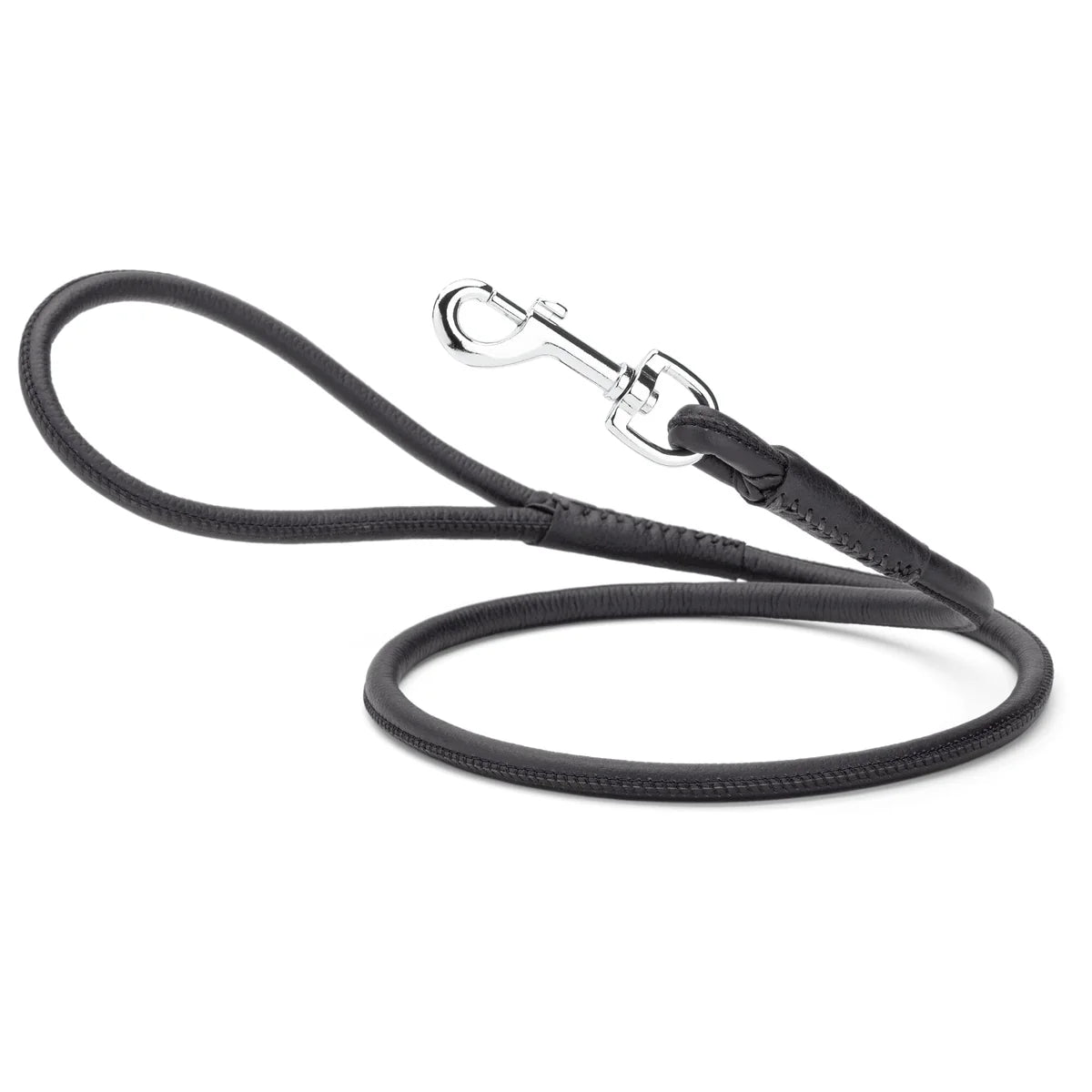 DOGLINE ROUND LEATHER LEASH 3/8X48 BLACK