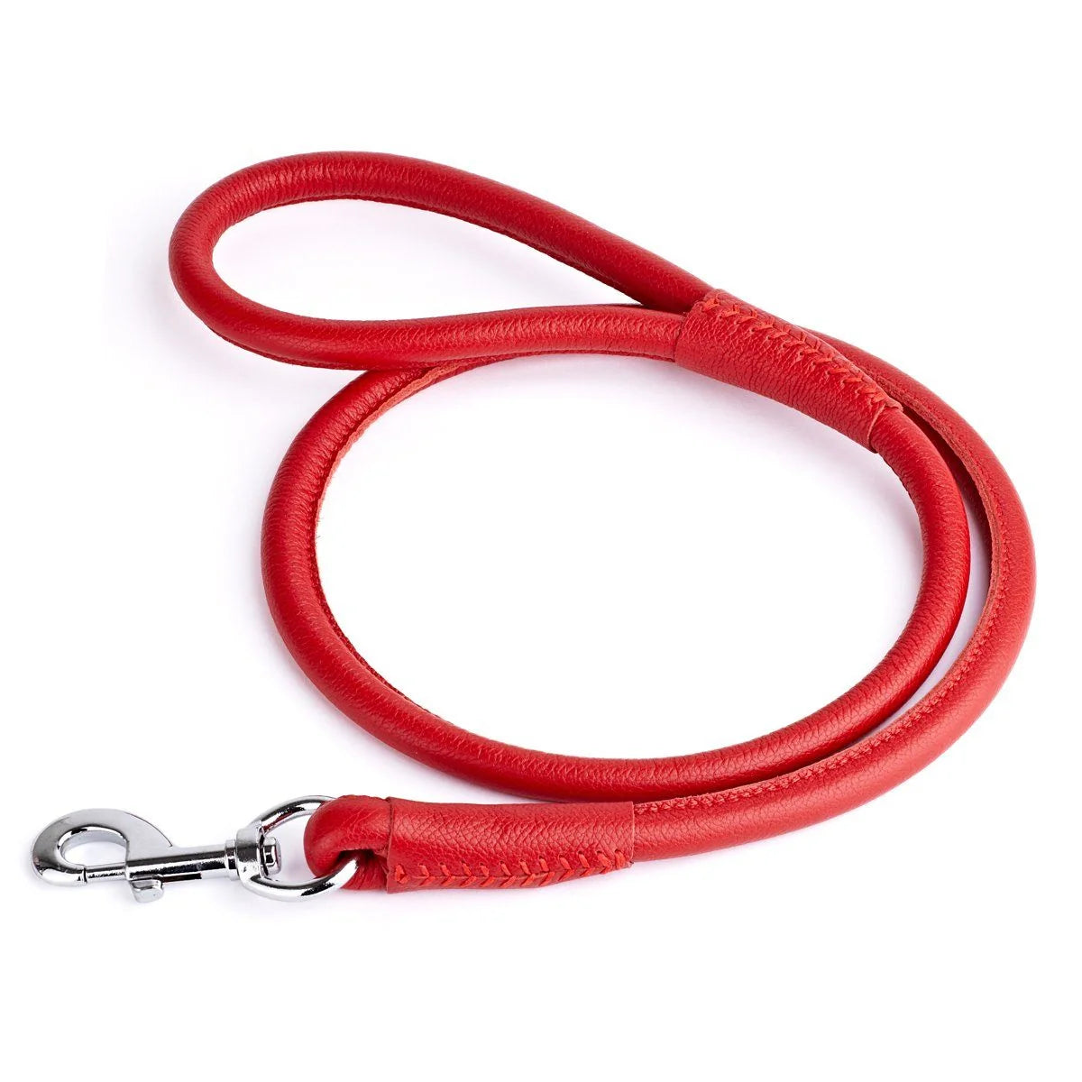 DOGLINE ROUND LEATHER LEASH 1/2X48 RED