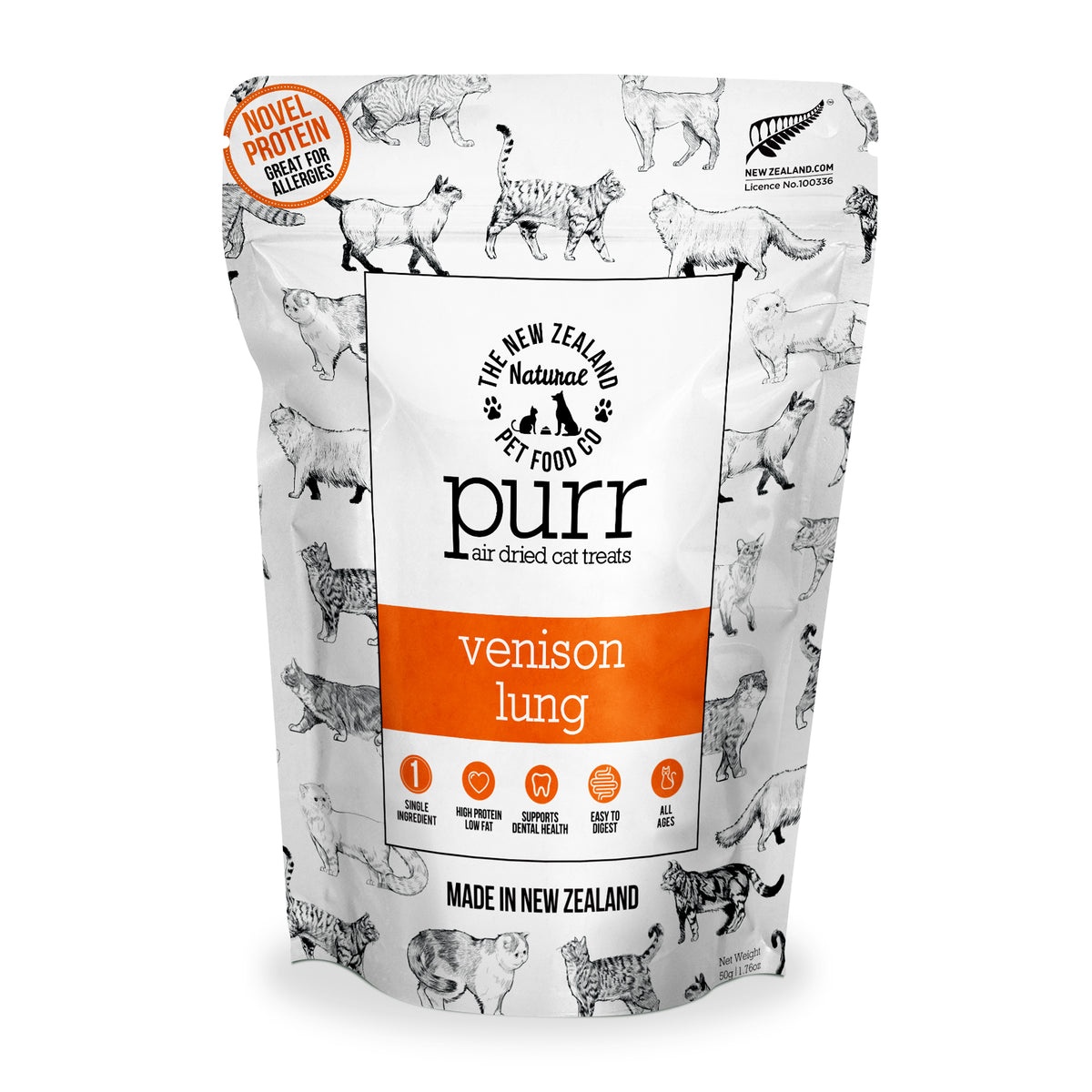 NZ Cat Meow Venison Lung Air Dried Treat 1.76 oz
