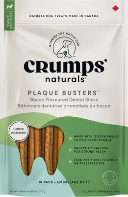 CRUMPS PLAQUE BUSTERS BACON DENTAL STICKS 10PK