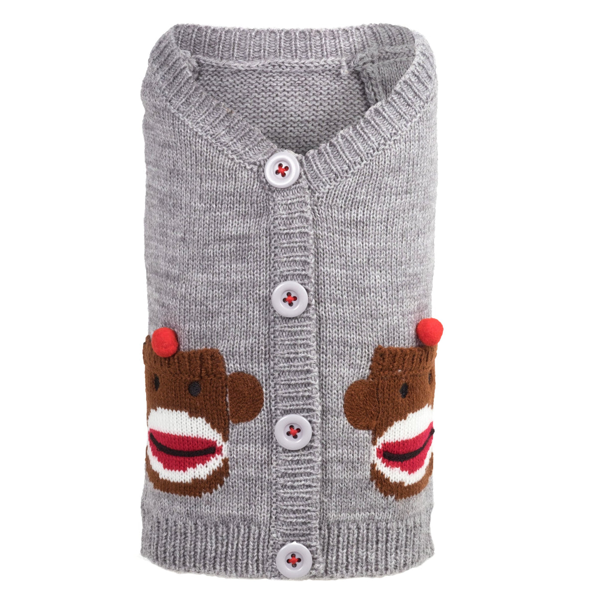 The Worthy Dog Cardigan Sock Monkey Medium