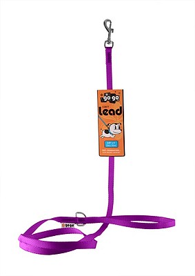 Purple GoGo nylon dog leash, 3/8" wide by 4 feet