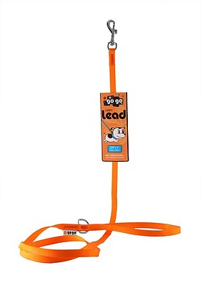 Orange GoGo nylon dog leash, 3/8" wide by 4 feet