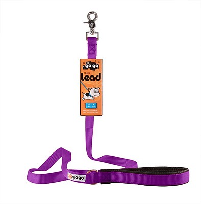 Purple GoGo nylon dog leash, 5/8" wide by 6 feet