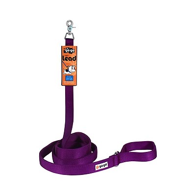 Purple GoGo nylon dog leash, 1" wide by 6 feet