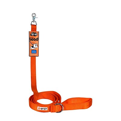 Orange GoGo nylon dog leash, 1" wide by 6 feet