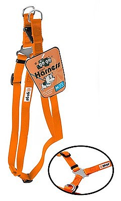 Orange GoGo nylon step-in dog harness, extra small