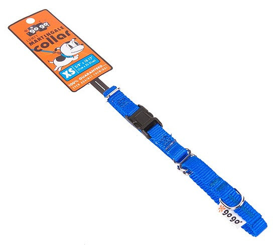 Blue GoGo nylon martingale dog collar, extra small