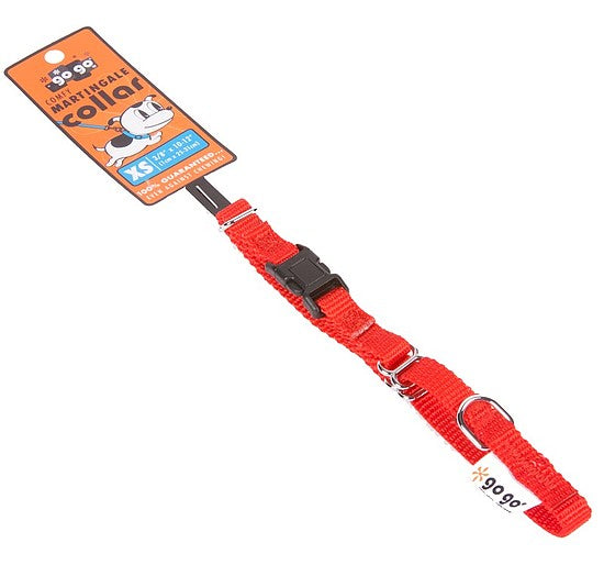 Red GoGo nylon martingale dog collar, extra small