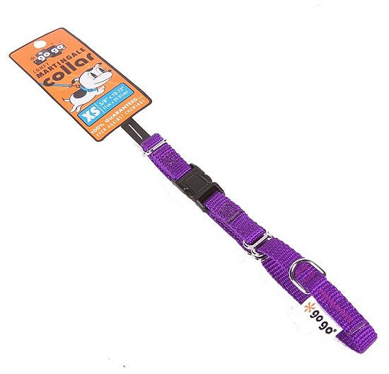 Purple GoGo nylon martingale dog collar, extra small