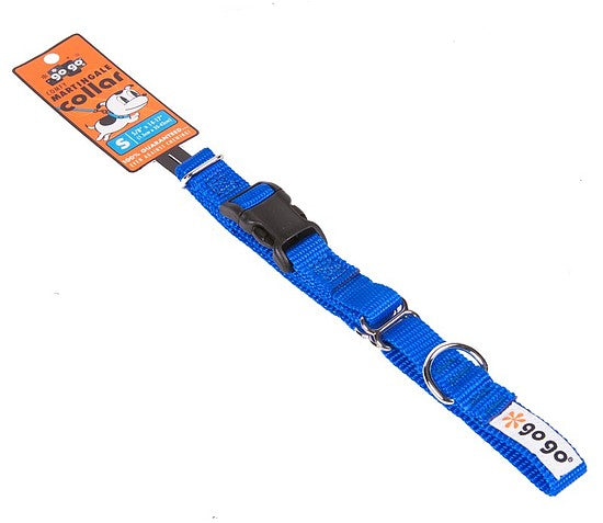 Blue GoGo nylon martingale dog collar, small