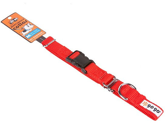 Red GoGo nylon martingale dog collar, medium