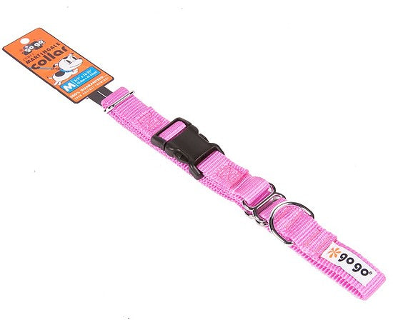 Pink GoGo nylon martingale dog collar, medium