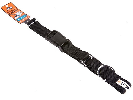 Black GoGo nylon martingale dog collar, large
