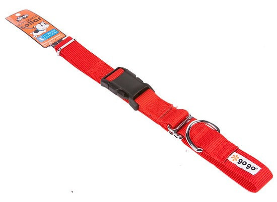 Red GoGo nylon martingale dog collar, large