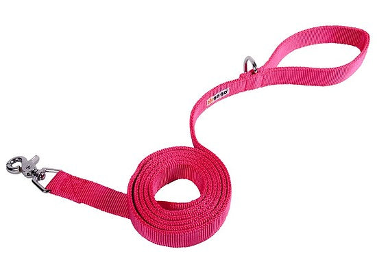 Pink GoGo nylon dog leash, 1" wide by 6 feet
