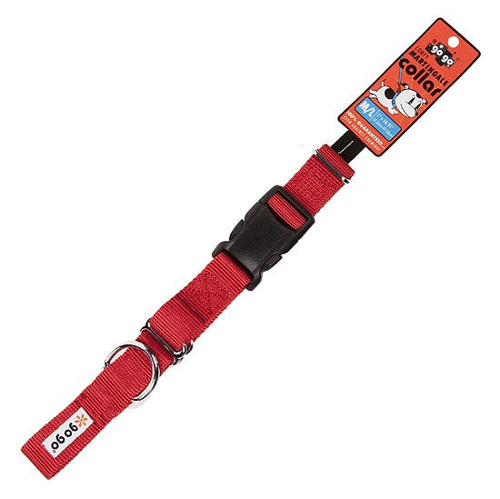 Red GoGo nylon martingale dog collar, medium/large