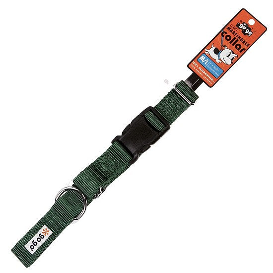 Hunter green GoGo nylon martingale dog collar, medium/large